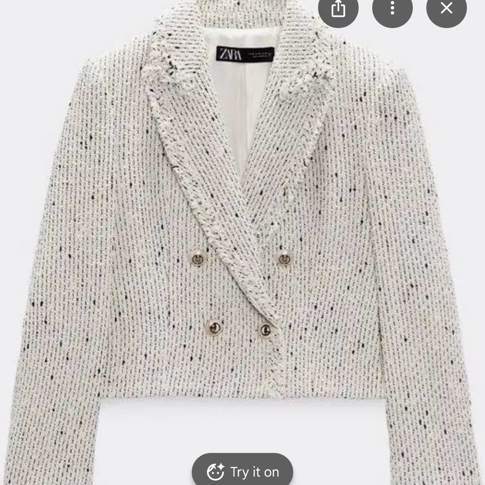 Zara Women's White Tweed Blazer